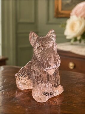 Vintage Boyd Art Glass Pink Scotty Dog Figurine Collectible